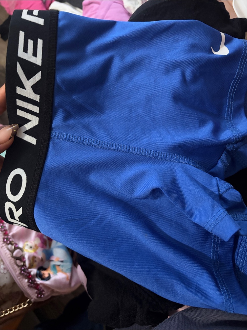 Nike Royal Blue Kids Compression Leggings with Black Waistband